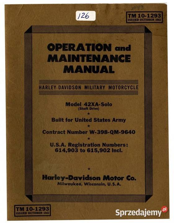 Harley Davidson Military Model 42XA Solo 1942 Lębork