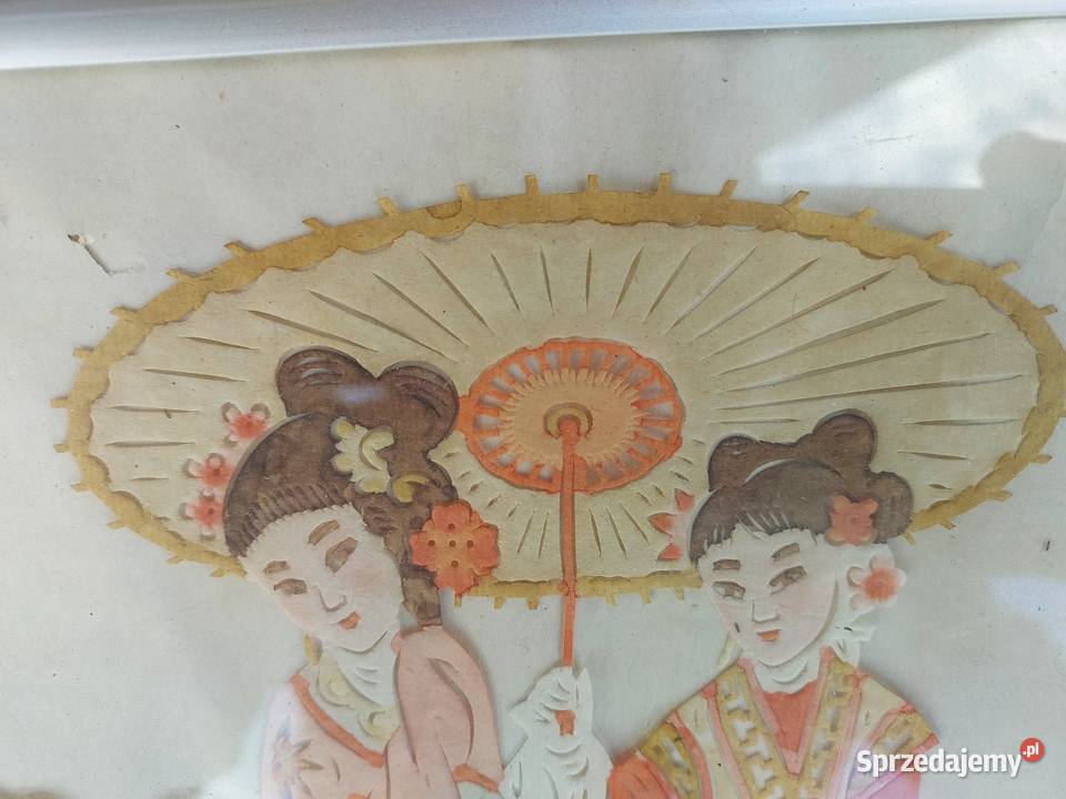 86 Stary chiński obrazek papier wycinanki pomorskie Tczew