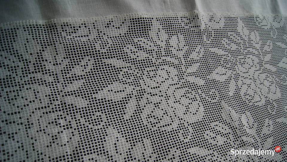 Firaneczka shabby chic bawełniana koronka len biały Rolety Dobroszyce