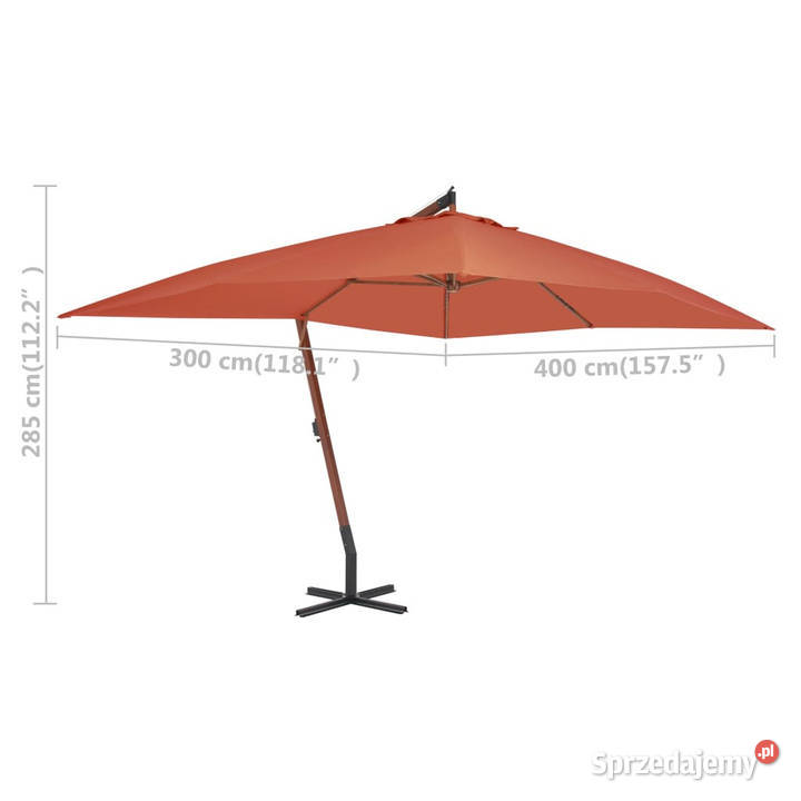 Wiszący parasol z drewnianym słupkiem 400x300 Pozostałe Warszawa sprzedam