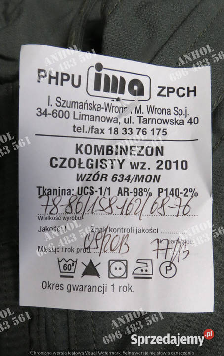 KOMBINEZON czołgisty wz2010 634MON Skwierzyna