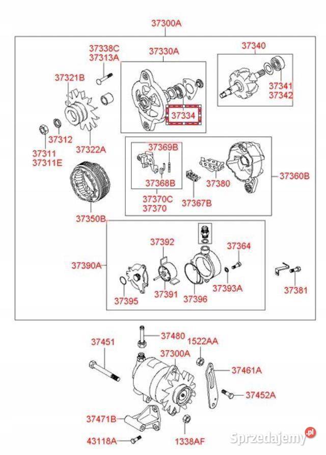 ŁOŻYSKO ALTERNATORA HYUNDAI H100 3733142000 Układ elektryczny silnika lubelskie