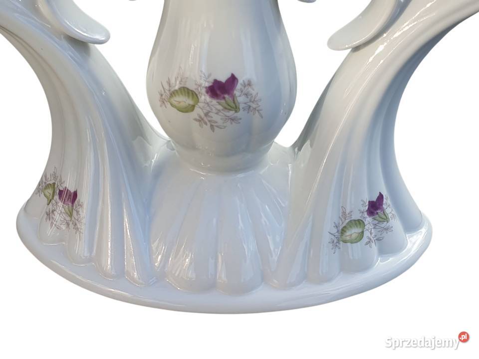 Stary porcelanowy świecznik trzyramienny Cieszyn