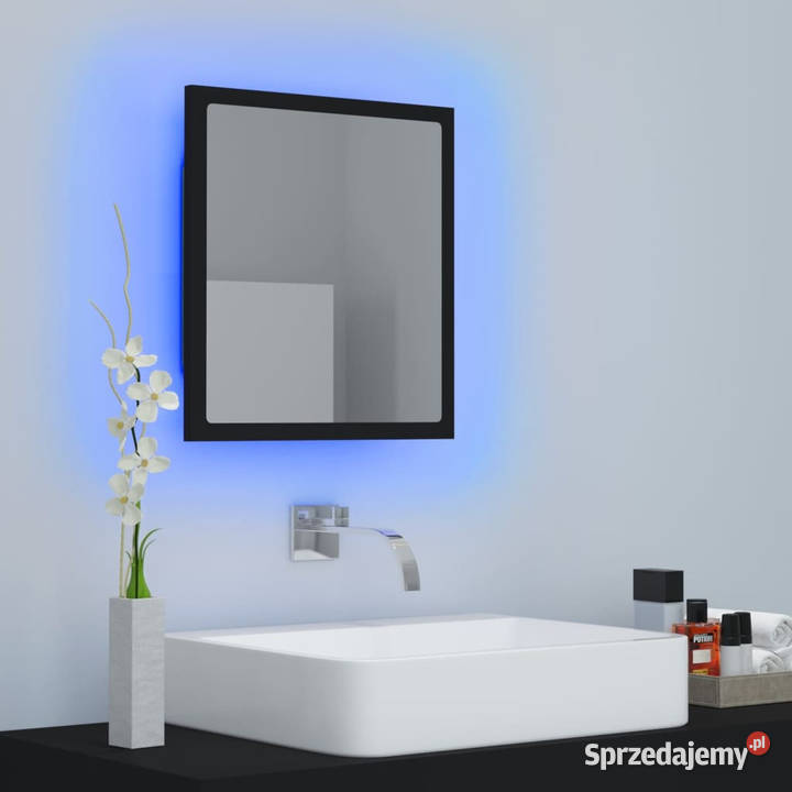 Lustro łazienkowe LED czarne 40x85x37 akryl