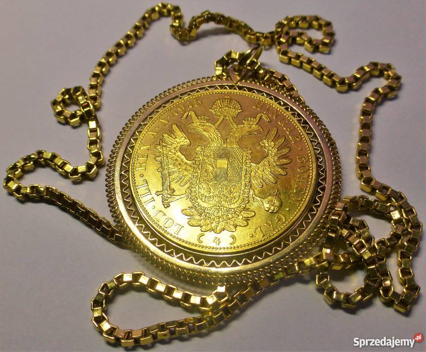 Austria 4 Dukaty 1915 r złoty łańcuszek