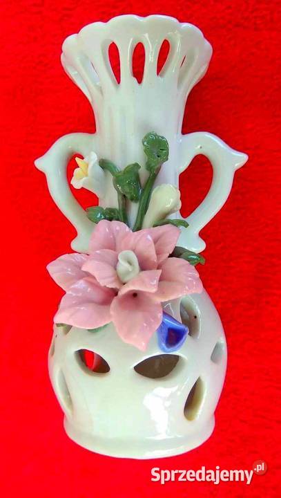 Piękny ażurowy wazon porcelana kwiaty z Niemiec Katowice sprzedam