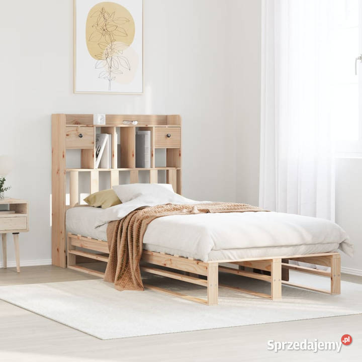 Łóżko z regałem bez materaca drewno sosnowe 96cm