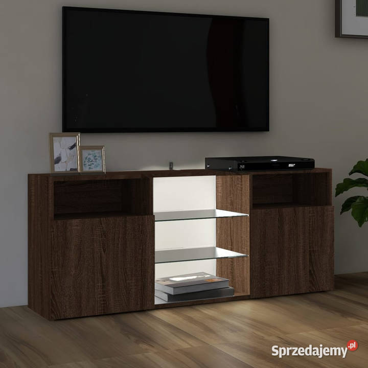 Szafka TV z oświetleniem LED brązowy dąb mazowieckie Warszawa sprzedam