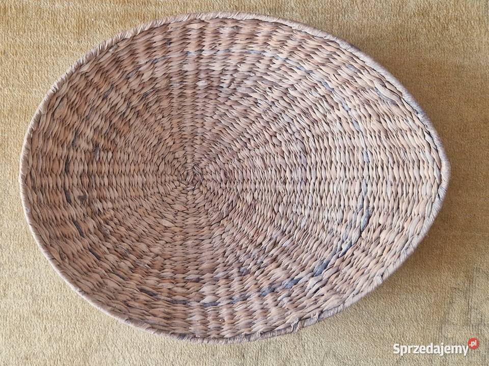 Płaski owalny kosz wypleciony z hiacynta wodnego Warszawa