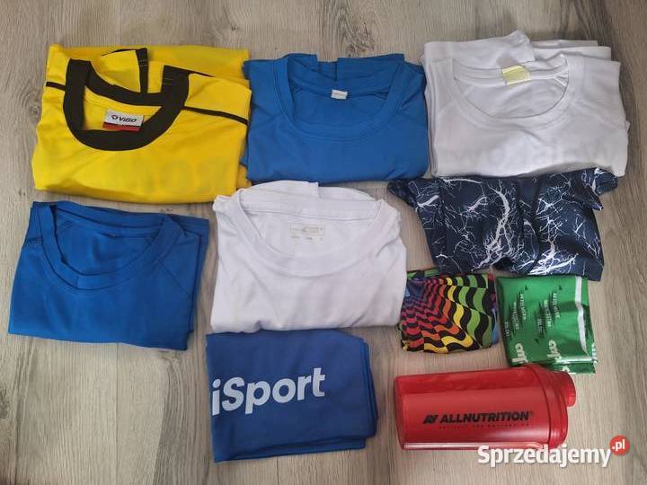 Zestaw sportowy koszulki legginsy ręcznik shaker Rozmiar L śląskie sprzedam