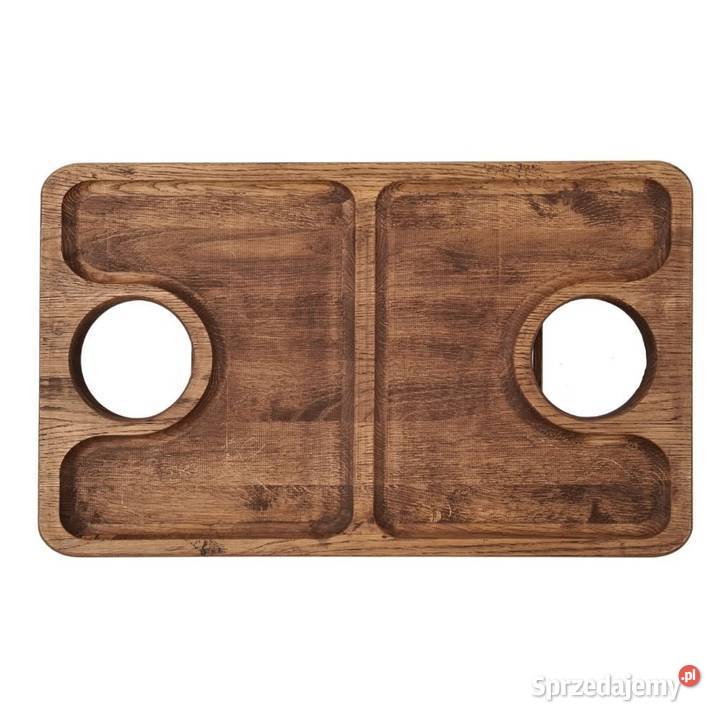 Taca patera deska dębowa stolik śniadaniowy odcienie brązowego Akcesoria kuchenne małopolskie Skawina