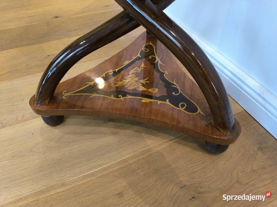 Piękna unikalna konsolka stolik intarsjowana Łódź