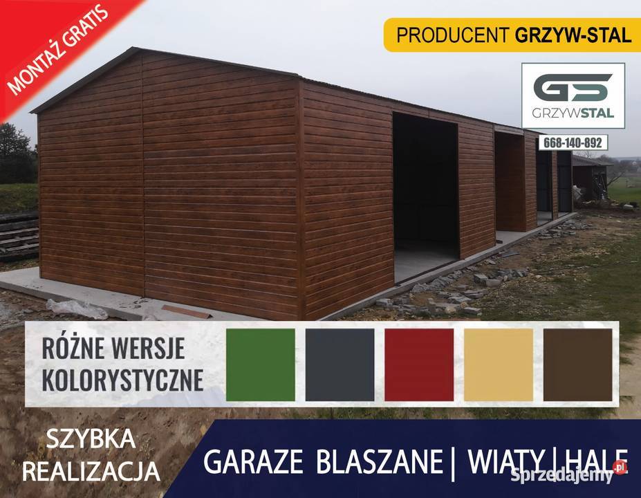 B92 Garaż 12x6 ZŁOTY DĄB Magazyn WIATA blacha