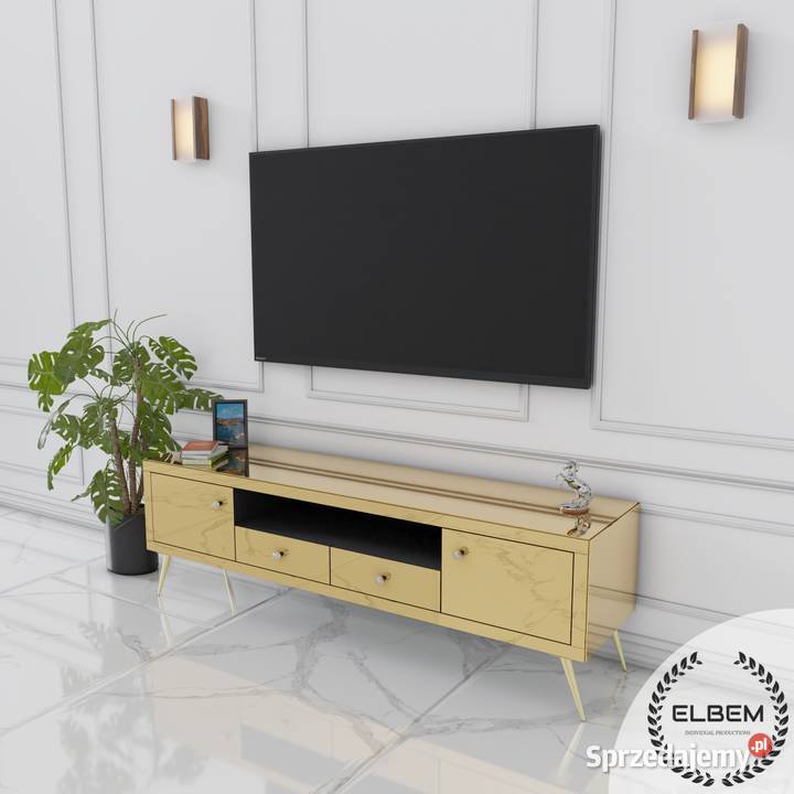 ZŁOTA LUSTRZANA SZAFKA RTV GLAMOUR NOELLE GOLD Radom