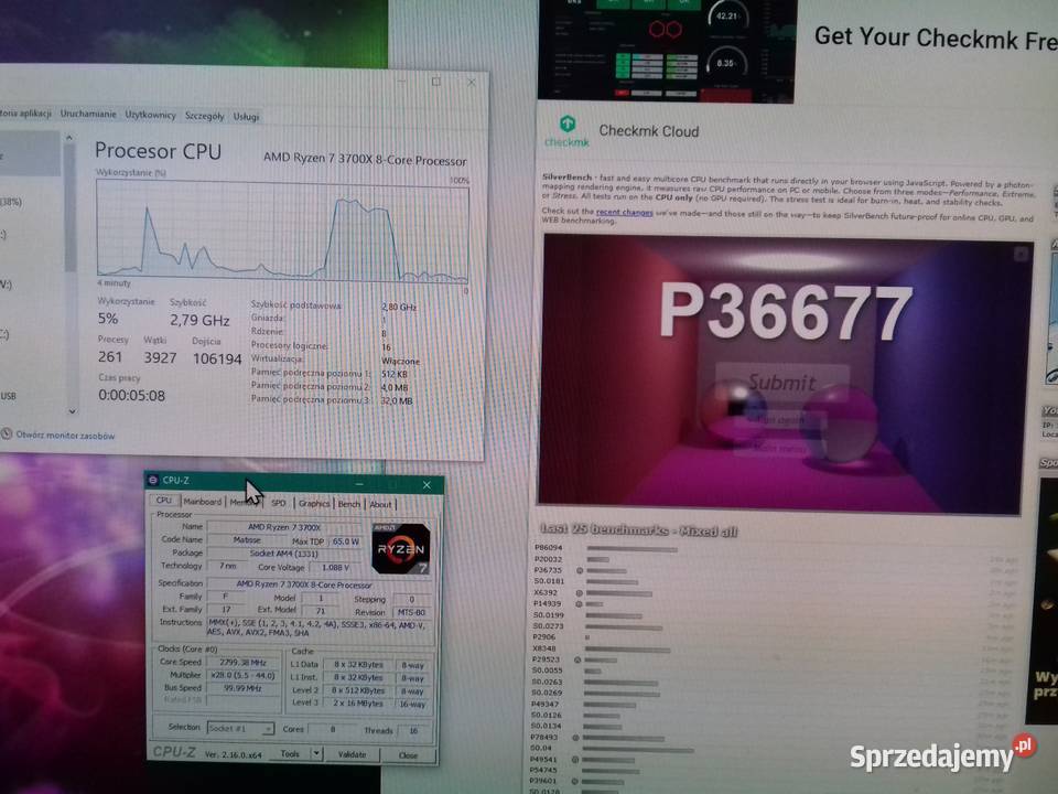 AMD Ryzen 7 3700X działa gdy zmniejszone 2800MHz kujawsko-pomorskie Bydgoszcz sprzedam