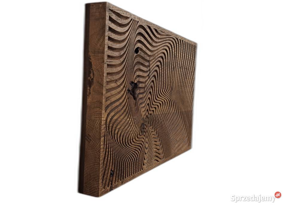 Płaskorzeźba w drewnie dębowym dekoracja na Malechowo