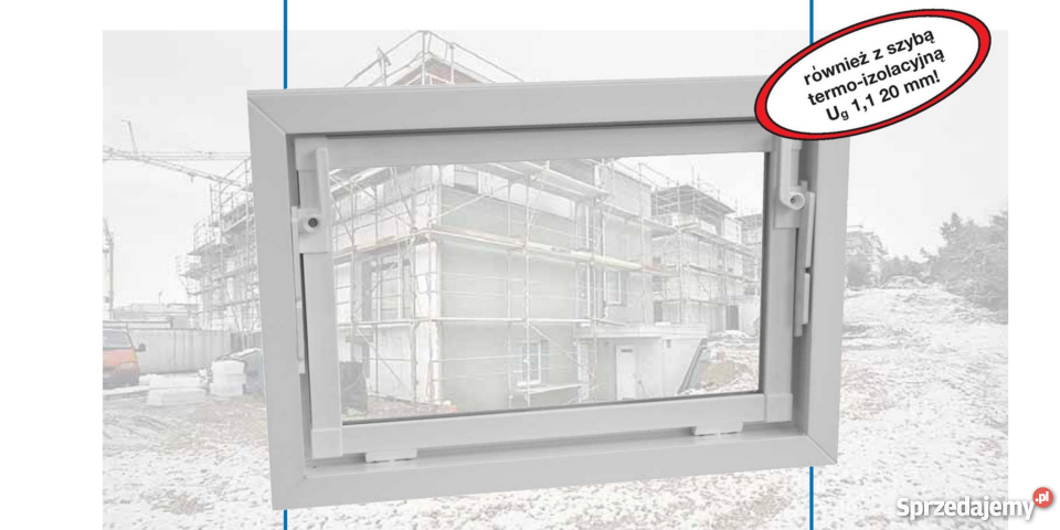 Białe okno gospodarcze plus inwentarskie szyba PCV
