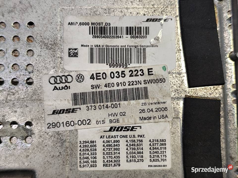 Audi A8 D3 Ii Lift Wzmacniacz Audio Głosnikowy