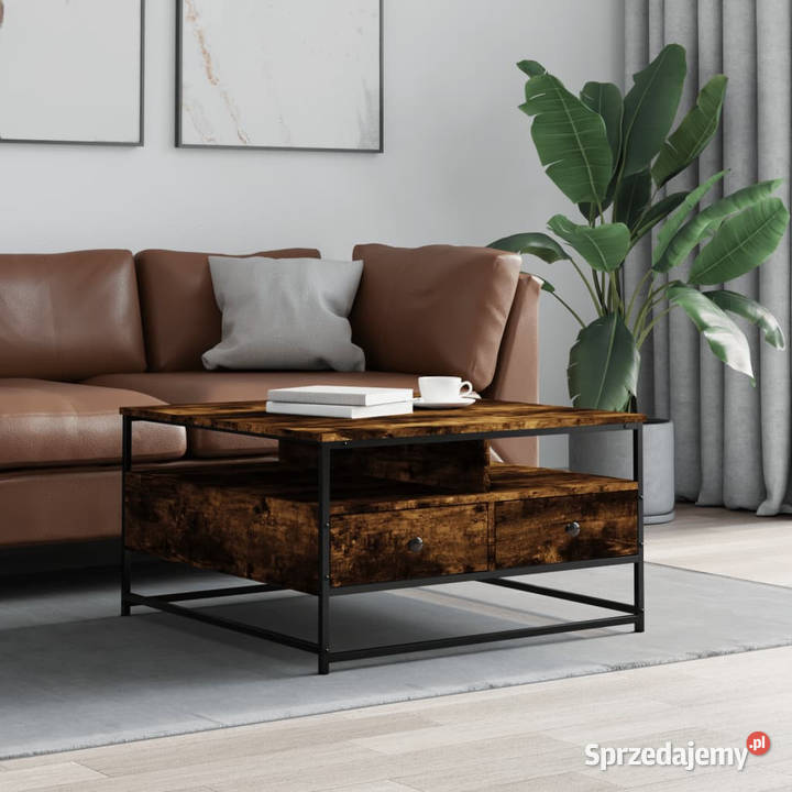 Stolik kawowy przydymiony dąb 80x80x45 WM835291 mazowieckie Warszawa