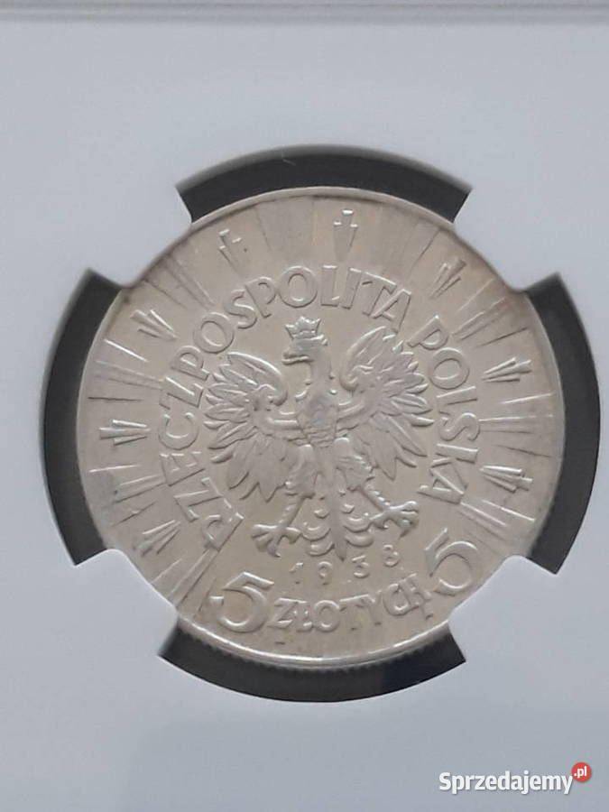5 J Piłsudski 1938 r NGC AU58rzadkość Konin