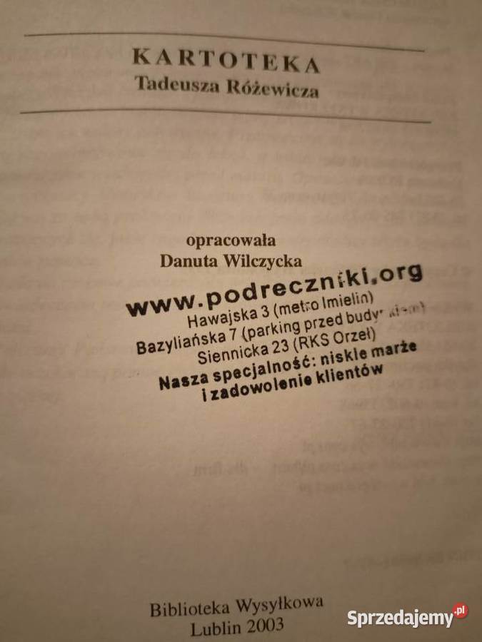 Kartoteka Różewicz biblioteka analiz literackich mazowieckie