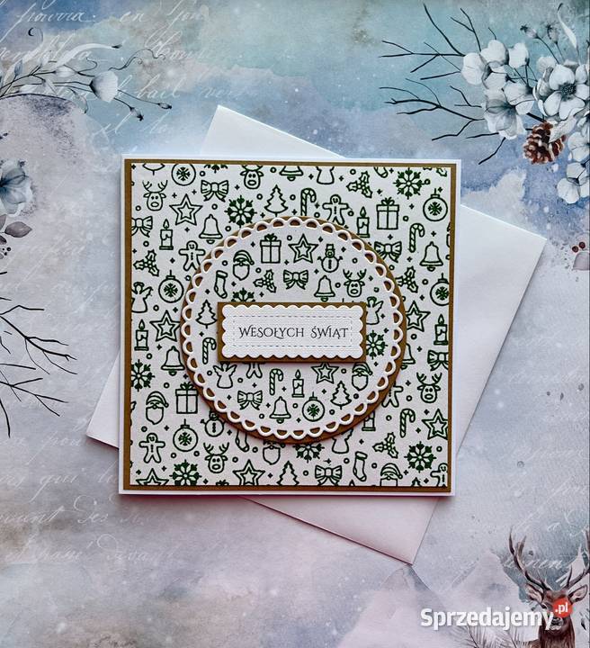 Ręcznie robiona kartka świąteczna z kopertą Mielec