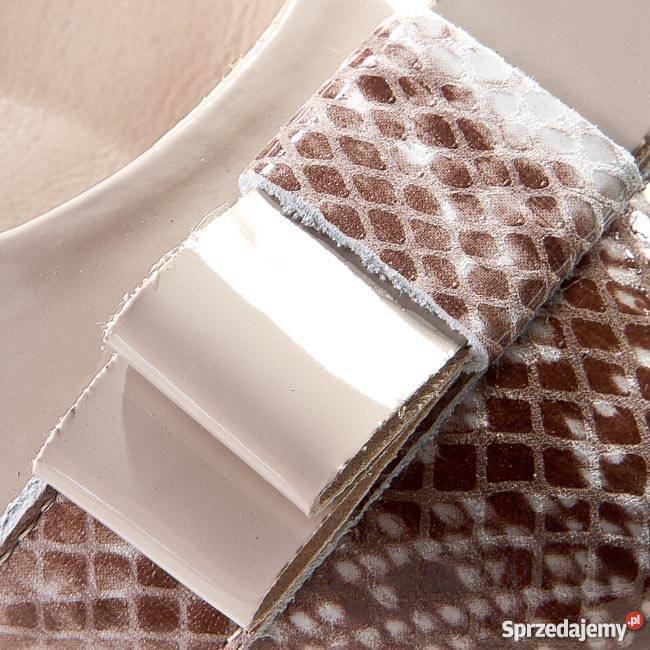 Balerinki NESSI skórzane lakierowane beżowe wąż Lublin sprzedam