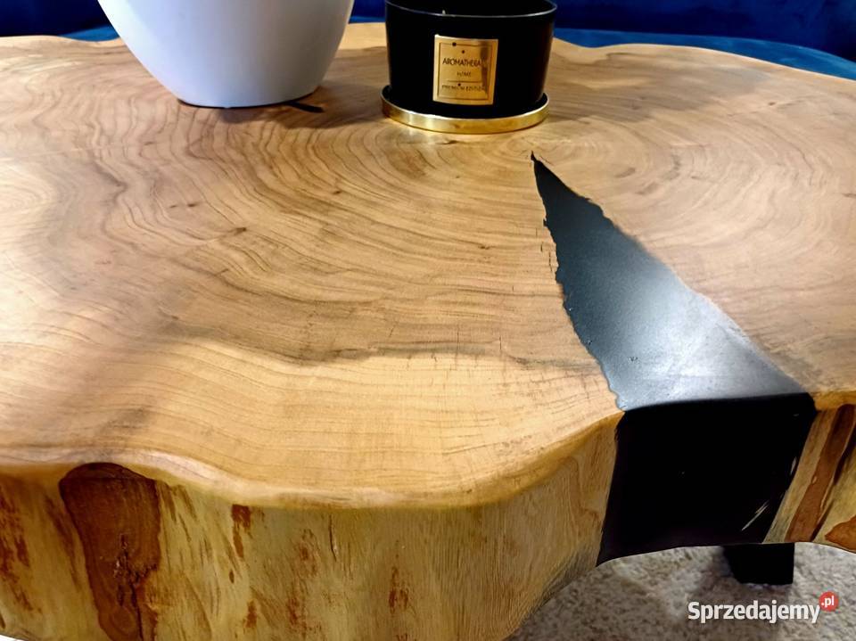 Stolik kawowy 98x77 PIĘKNY LIVE EDGE plaster Śrem