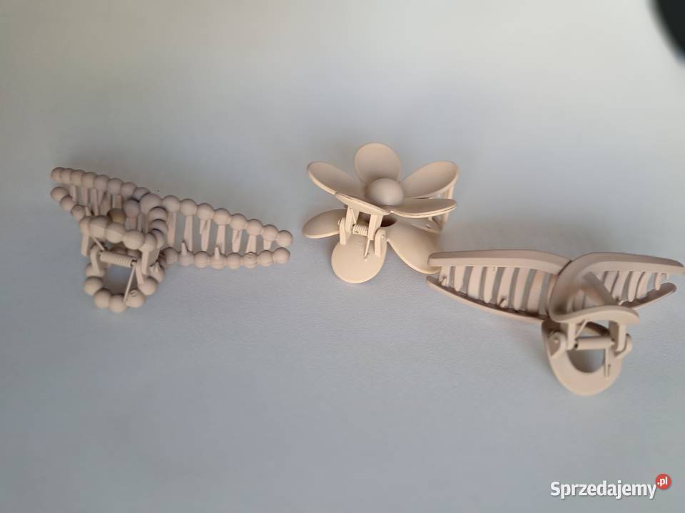 3 nowe beżowe spinki do włosów długość 2 11