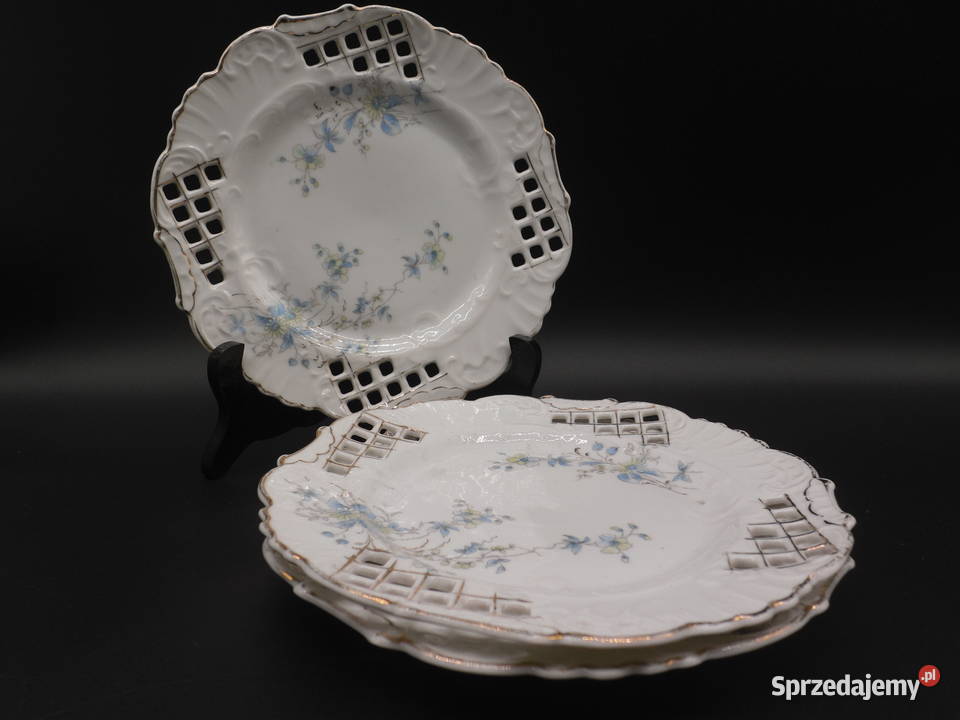 Talerzyki deserowe 3 zabytkowe ażurowe Raszków