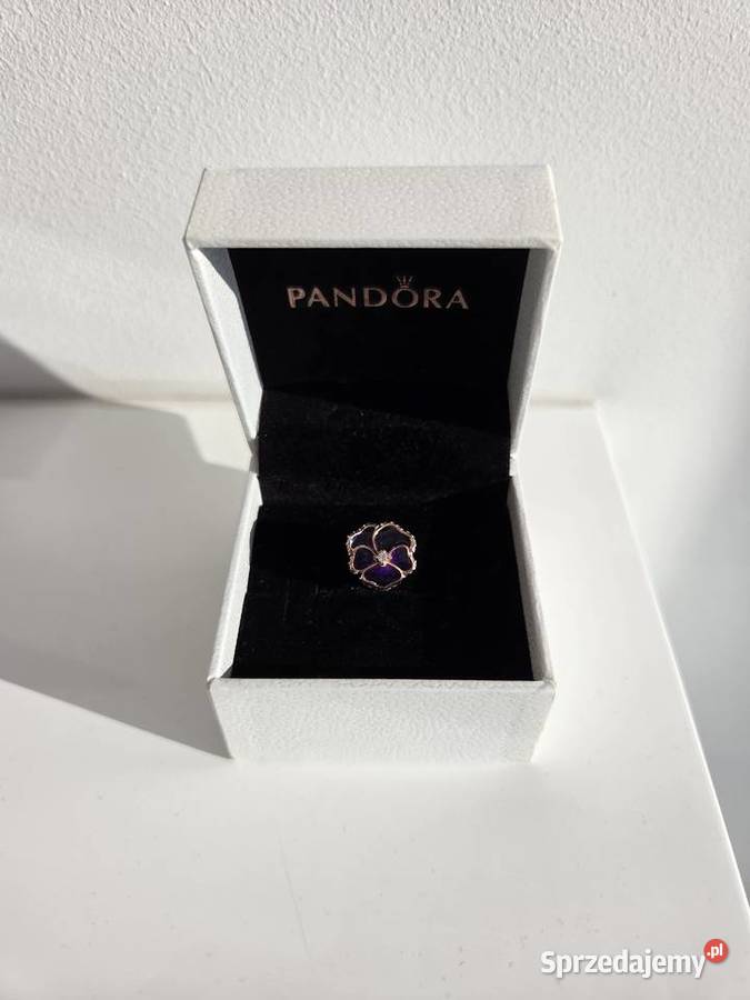 Charms kwiatek fioletowy bratek różowe złoto Liszki