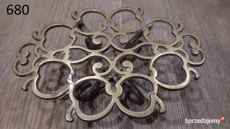 Podstawka mosiężna pod garnek żelazko Jabłka 680 Antyki