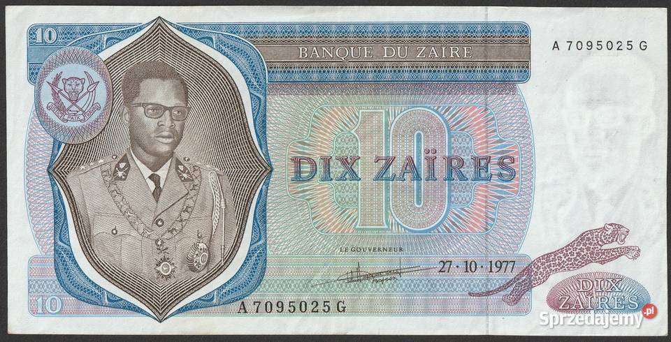 ZAIR 10 ZAIRÓW 1977