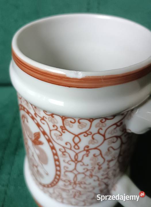 Kufel porcelanowy na piwo z amorkami Bogucice Zbylitowska Góra