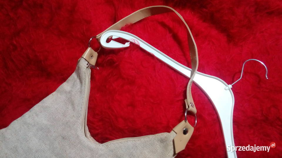 Beżowa torebka A5Gruba pleciona tkanina Świdnik sprzedam