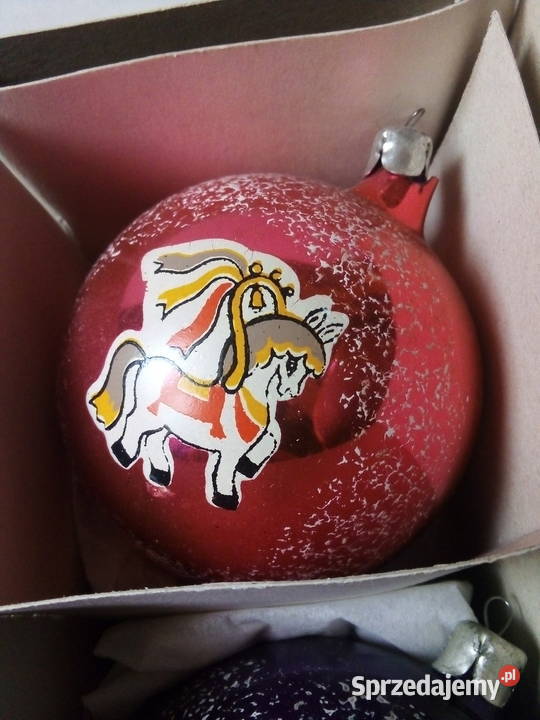 bombki kolorowe z ludzikami vintage PRL