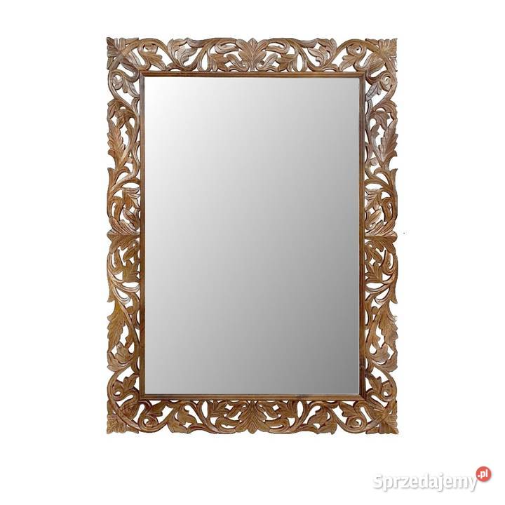 Duże drewniane rzeźbione lustro 160x120 z mango Lublin sprzedam