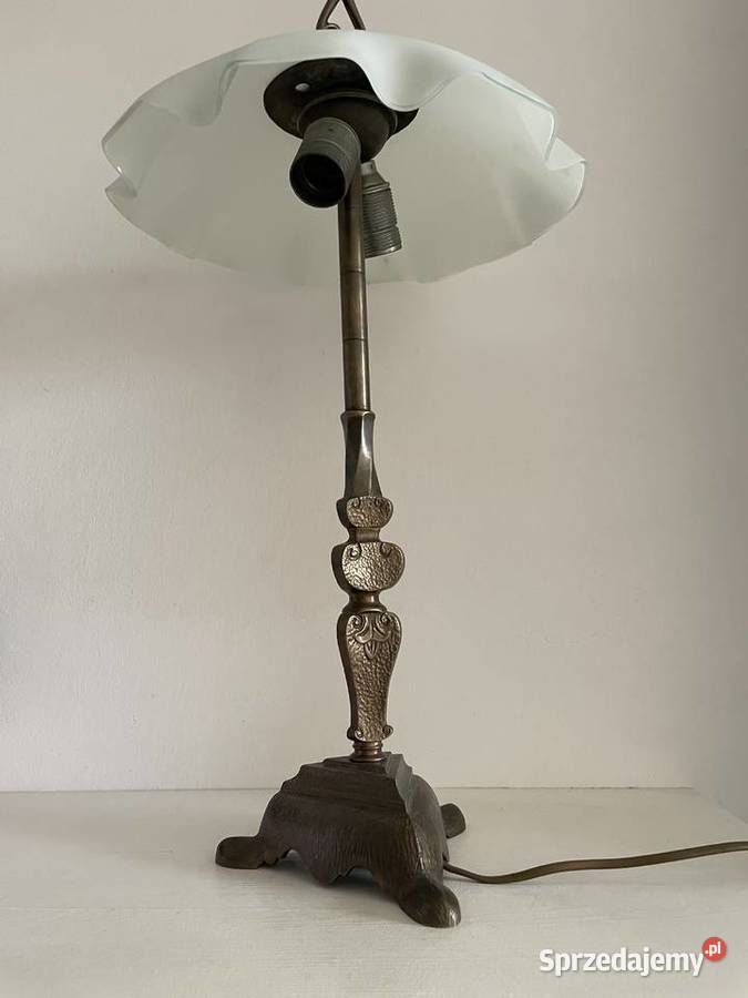 Stara lampa biurkowa stołowa mosiężna Łódź sprzedam