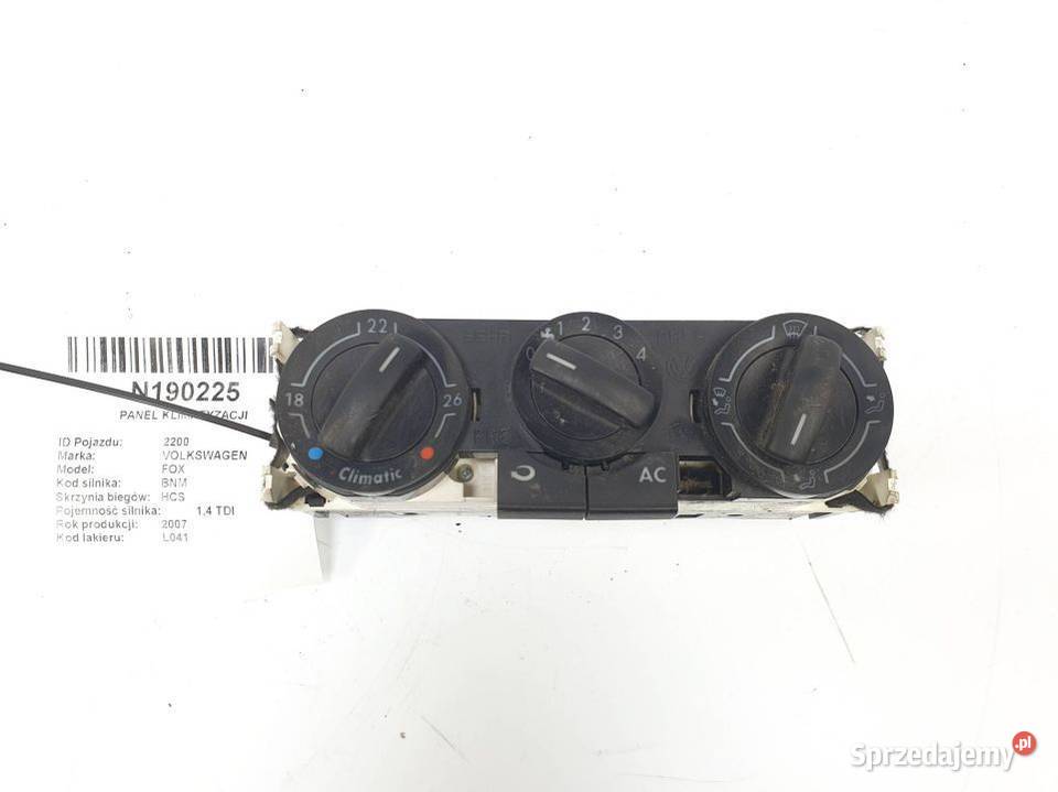 PANEL KLIMATYZACJI VOLKSWAGEN FOX 6Q0820045G Lipno