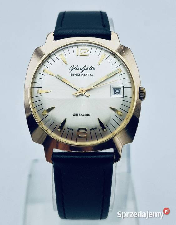Pozłacany zegarek GLASHUTTE SPEZIMATIC 26 rubis Grudziądz