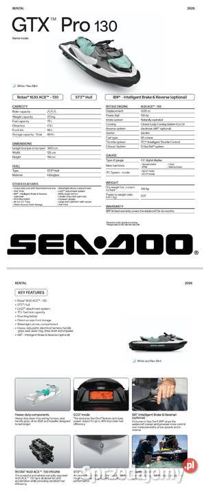 Skuter wodny Seadoo GTX PRO 130 Rental white neo sprzedam