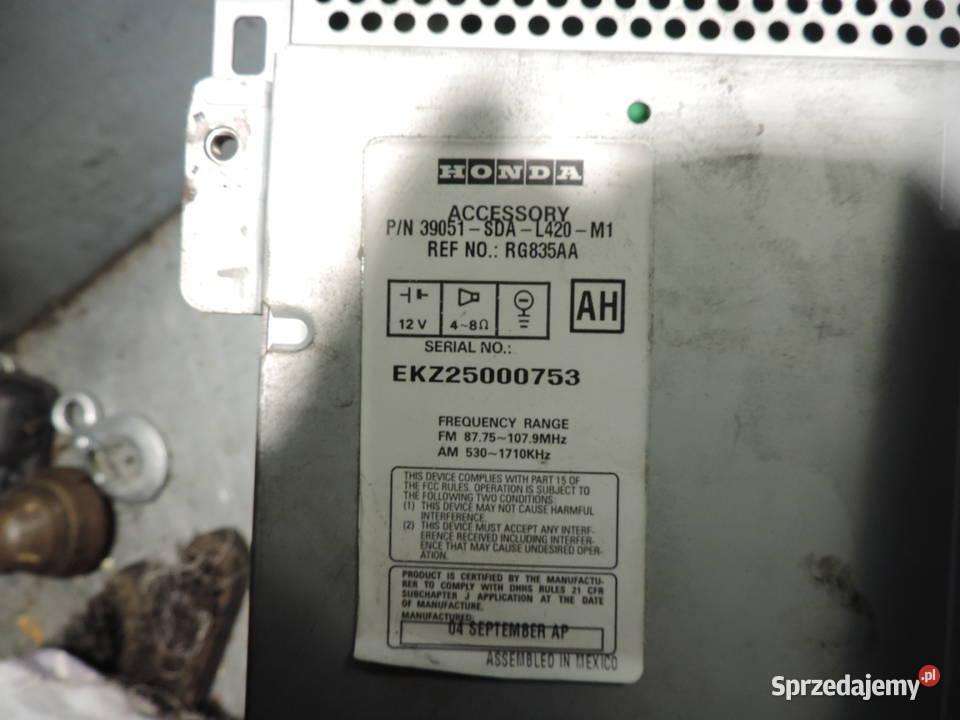 RADIO CD HONDA ACCORD 7 BRAK KODU osobowe Nowy Sącz