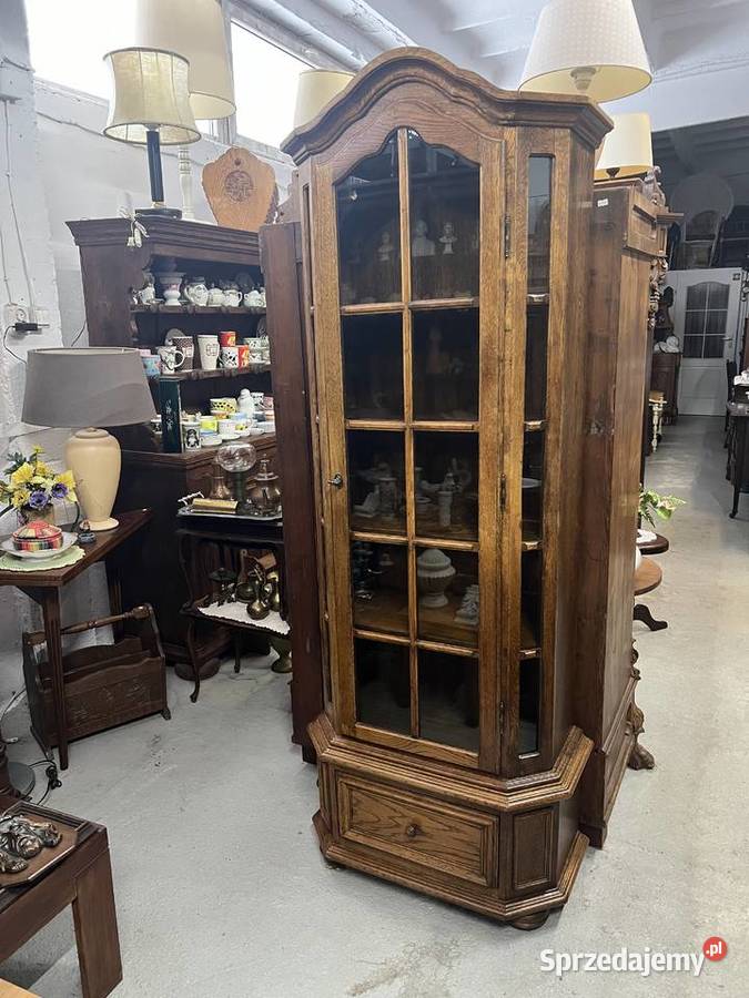Solidna dębowa witryna zgrabna serwantka mazowieckie Ostrów Mazowiecka