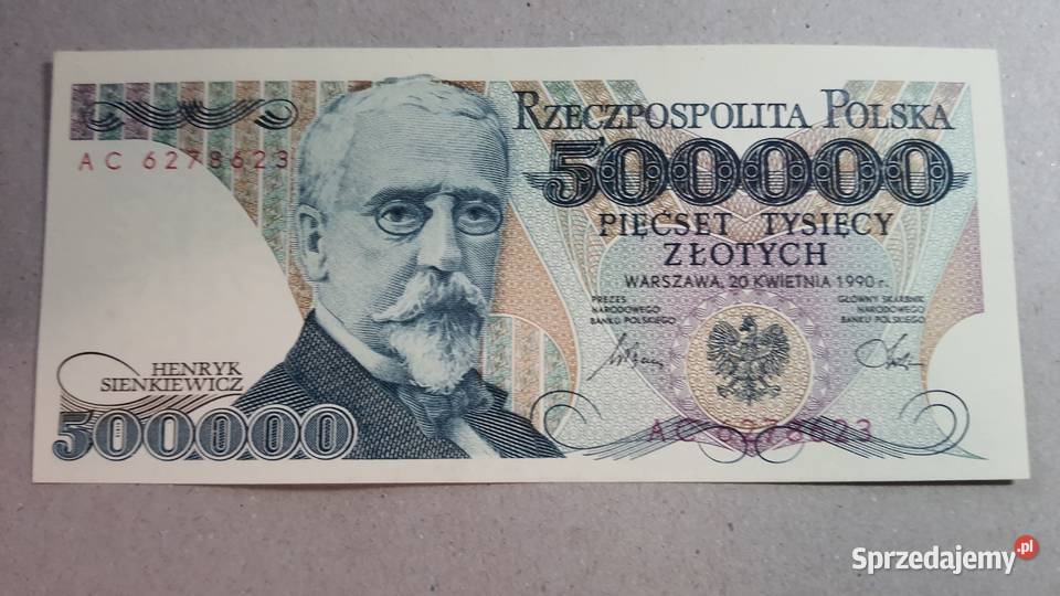 MEGA RZADKOŚĆ L9 500000 ZŁOTYCH 1990 s AC Numizmatyka Warszawa
