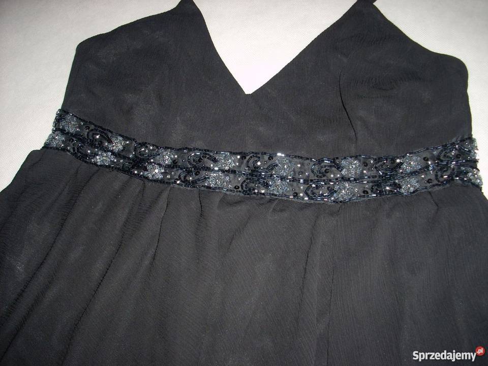 ESPRIT wizytowa sukienka zwiewna koraliki 40 L Bez wzoru Nowy Sącz sprzedam