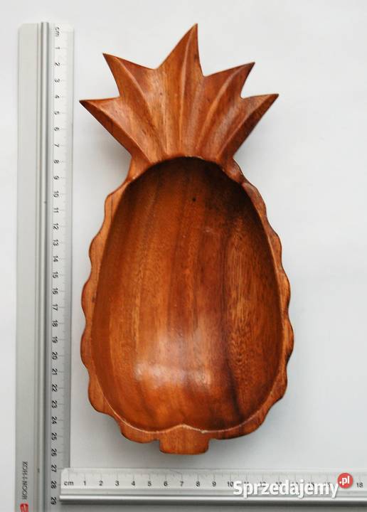 Miska patera rzeźbiona drewno teak ananas Wyposażenie wnętrz Lublin