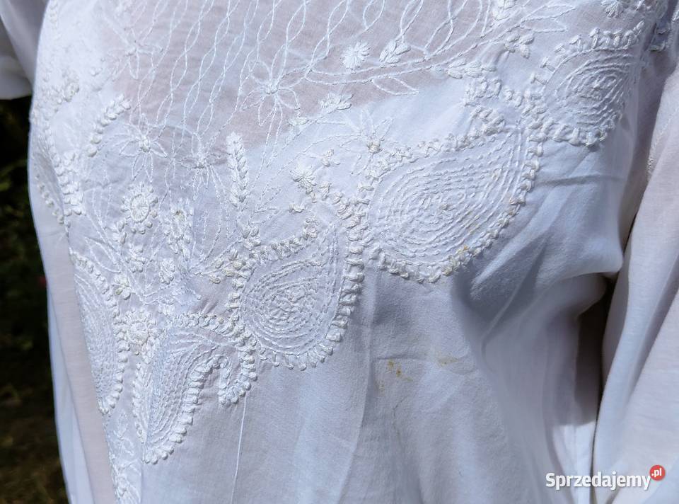 2 Biała tunika bawełniana M 38 haftowana haft Szczecin sprzedam
