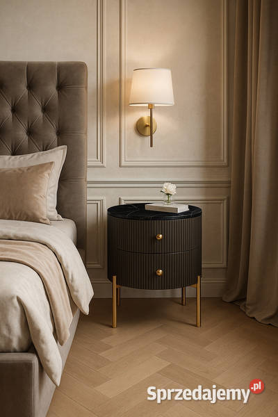 Stolik nocny glamour Omega z czarnym marmurem 60 Golkowice