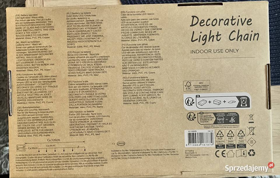 Łańcuch LED 320 10 Lampek DynieŻołędzie Ciepła Kraków