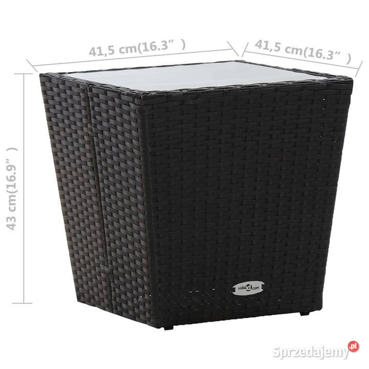 Stolik herbaciany czarny 415x415x43 rattan PE i